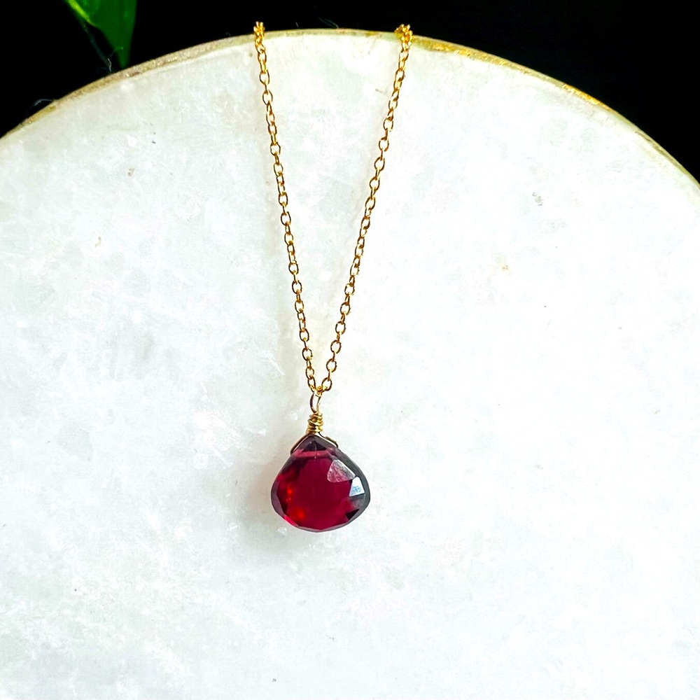 Red Garnet Teardrop Necklace